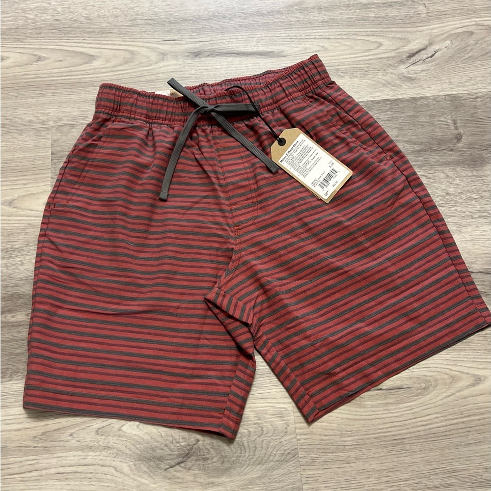 PrAna Metric E-Waist Rust Stripe Mens XL 8" Quick Dry Boardshort Stretch size S
